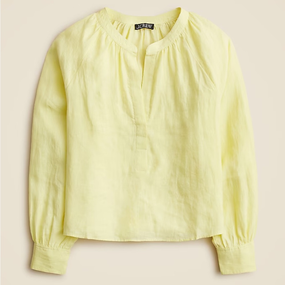 NWT J.Crew Cabana Linen Top Yellow‎ 2X